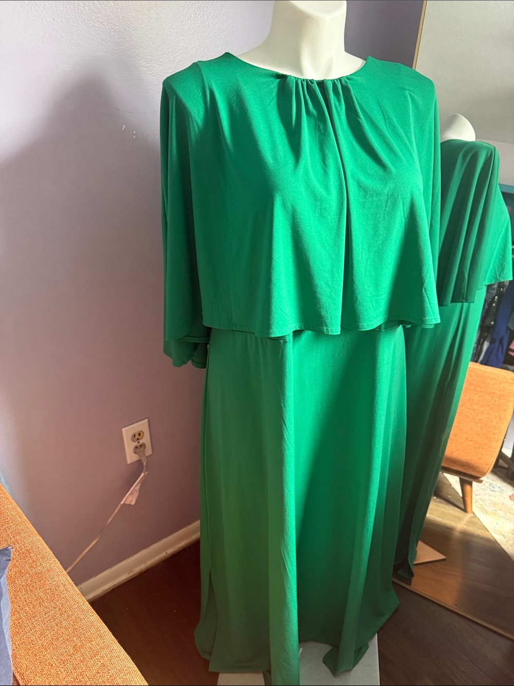Eloquii Vibrant Emerald Green Layered Maxi Dress